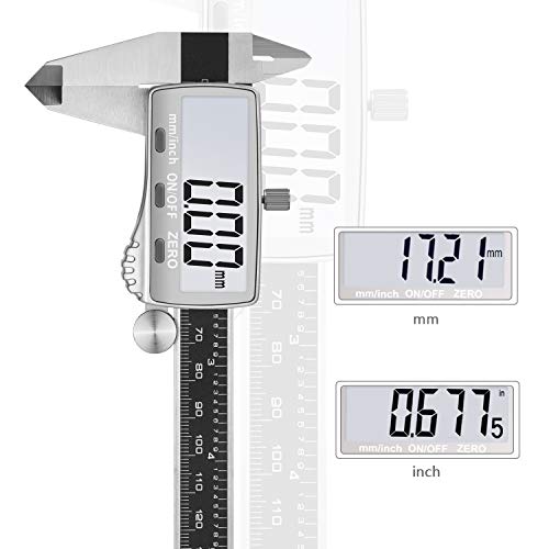 Pie de Rey, Tacklife DC02 Calibre Digital 150mm/6Pulgadas de Acero Inoxidable con Gran Pantalla LCD, Profesional Medición de Diámetro Interior, Exterior, Profundidad y Escalera Calibrador Micrómetro Pie de Rey, Tacklife DC02 Calibre Digital 150mm/6Pulgadas de Acero Inoxidable con Gran Pantalla LCD, Profesional Medición de Diámetro Interior, Exterior, Profundidad y Escalera Calibrador Micrómetro