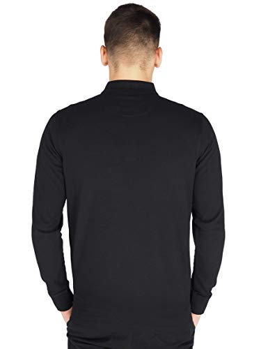 Pierre Cardin Hombre Polo Premium de Manga Larga Ajuste Clásico (Large, Black)