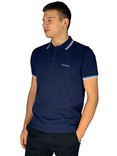 Pierre Cardin - Polo de corte clásico para hombre, con franja en el cuello y las mangas Multicolor azul marino L