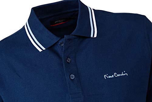Pierre Cardin - Polo de corte clásico para hombre, con franja en el cuello y las mangas Multicolor azul marino L