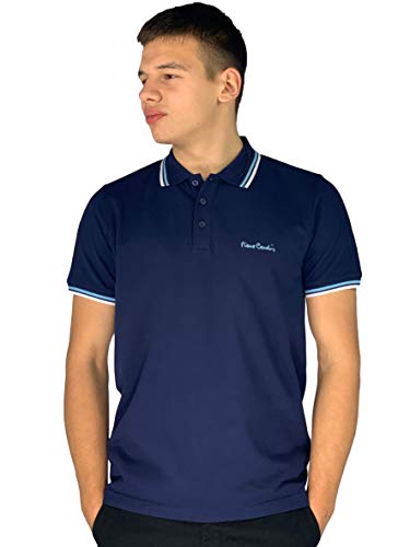 Pierre Cardin - Polo de corte clásico para hombre, con franja en el cuello y las mangas Multicolor azul marino L