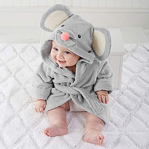 Pijama de bebé de gran calidad, suave, cómodo, con dibujos, toalla de baño con capucha, envoltorio de albornoz, artículos para bebé (s, gris)