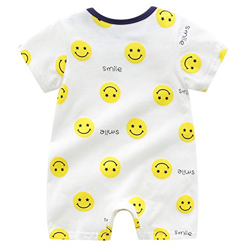 Pijama de bebé para niños y niñas, 100% algodón, linda excavadora, jirafa, pijama, pijama para niños y niñas, enterizo unisex para recién nacidos, 3 6, 9, 12 24 meses Cara sonriente. 24 meses