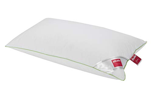 Pikolin Home - Almohada antiácaros Deluxe, 70% plumón de oca, 100% algodón egipcio, 40x75cm, color blanco. (Todas las medidas)