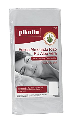 Pikolin Home - Funda de almohada rizo Aloe Vera, impermeable y transpirable, 40x150cm (Todas las medidas)