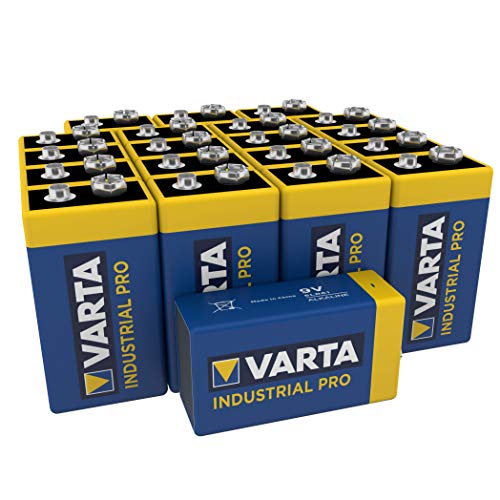 Pila alcalina de 9 V Varta Industrial, pilas alcalinas 6LR61 - Paquete de 20 unidades Pila alcalina de 9 V Varta Industrial, pilas alcalinas 6LR61 - Paquete de 20 unidades
