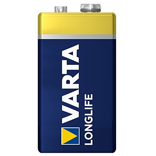Pila de 9 V Varta Longlife 6LR61 (paquete de 2 unidades), pilas alcalinas E-Block - Ideal para los detectores de incendios, detectores de humo, afinadores