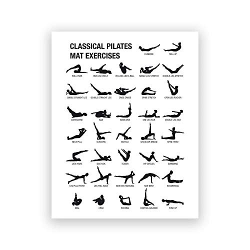 Pilates Entrenamiento Tabla Poster Ejercicio Lienzo Impresiones Negro Blanco Cuadro Yoga Sala Pared Decoracion Culturismo GuíA Gimnasio Pintura 50x70cm No Marco