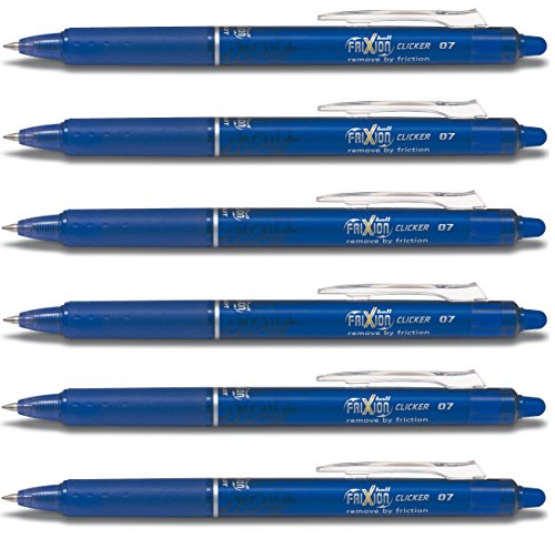 Pilot Azul Frixion Clicker Retráctil Fino Punta redonda Borrable Plumas Pluma 0.7mm Punta Plumilla 0.35mm Línea BLRT-FR7 (Paquete De 6)