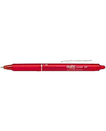 Pilot FriXion Clicker - Bolígrafo roller de gel de tinta borrable (3 unidades), color negro, rojo y azul