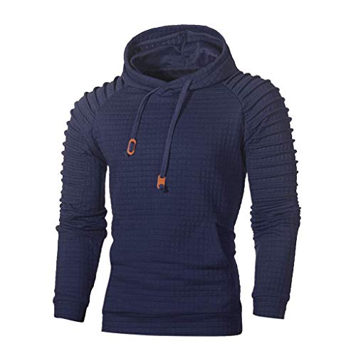 pingrog Hombre Sudadera con Capucha Costilla Camiseta De Entrenamiento Camiseta del Músculo Cordón Tops Camisas De Polo Bolsas De Color Sólido Ocasional De La Camiseta De Manga Larga Floja