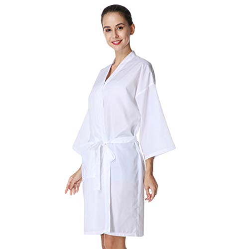 Pinji - Bata de Peluquería para Cliente Estilo Kimono, Capa para Peluquería, Bata de Masaje en el SPA Bata de Kimono de Salón de Belleza Uniforme de Cliente Blanco