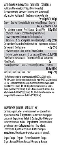 PINK SUN Concentrado de Proteína de Suero Orgánico 1kg Bio Hierba alimentada sin Hormonas Neutro sin Sabor sin Gluten sin Soja Organic Whey Protein Powder (82% protein) Grass fed Unflavoured 1000g