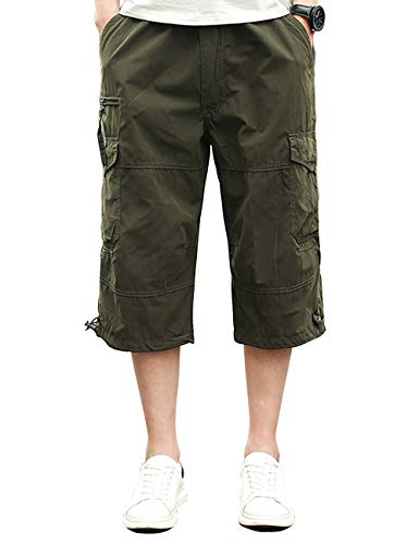 Pinkpum Cargo Shorts Hombres Pantalones Cortos de Algodón Leisure Casual Verde Oscuro 01 3XL Pinkpum Cargo Shorts Hombres Pantalones Cortos de Algodón Leisure Casual Verde Oscuro 01 3XL
