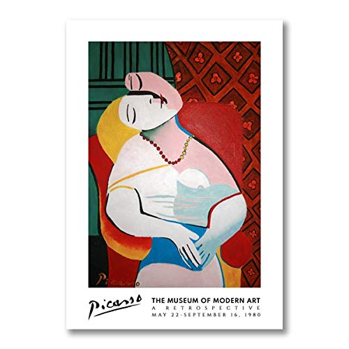 Pintura clásica de Pablo Picasso impresión"Dream" obra de arte cartel exposición retro arte de la pared lienzo imagen sala de estar decoración sin marco A168 60x80cm