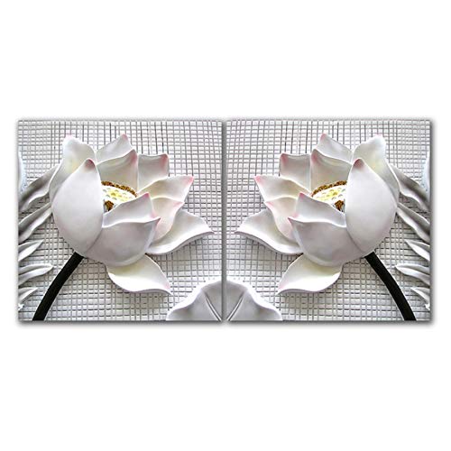 Pintura de lienzo de loto de mármol Pinturas decorativas de estilo en relieve para la decoración de la pared de la habitación de la cama Imagen de impresión 19.6"x19.6" (50x50cm) x2Sin marco Pintura de lienzo de loto de mármol Pinturas decorativas de estilo en relieve para la decoración de la pared de la habitación de la cama Imagen de impresión 19.6"x19.6" (50x50cm) x2Sin marco