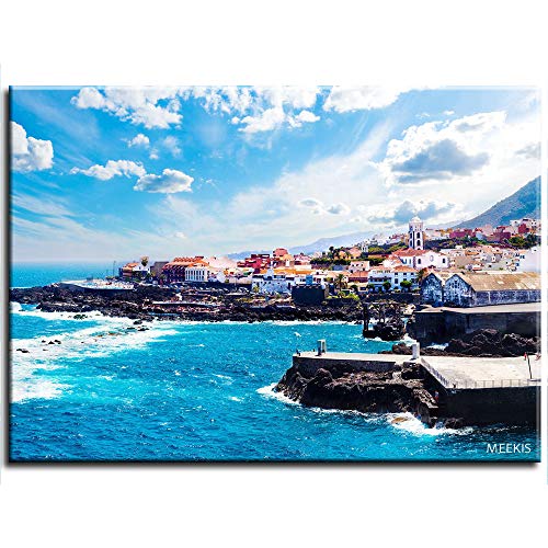 Pintura digital Tenerife isla ciudad sala de estar familiar artesanía doméstica 40X50 (enmarcado)