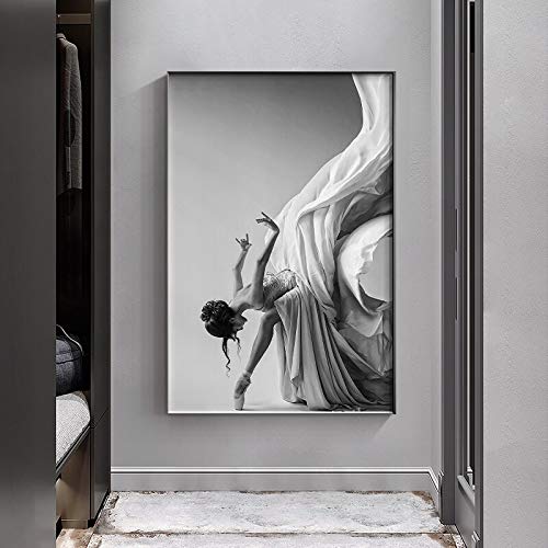 Pintura en Lienzo de Bailarina Moderna, Carteles en Blanco y Negro e impresión de Figuras de Ballet, Cuadros artísticos de Pared para Sala de Estar, Dormitorio, Pasillo 60x80cm Pintura en Lienzo de Bailarina Moderna, Carteles en Blanco y Negro e impresión de Figuras de Ballet, Cuadros artísticos de Pared para Sala de Estar, Dormitorio, Pasillo 60x80cm