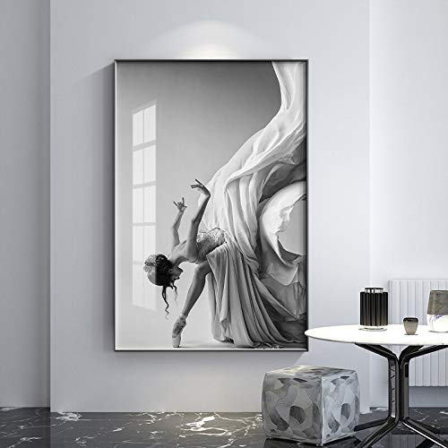 Pintura en Lienzo de Bailarina Moderna, Carteles en Blanco y Negro e impresión de Figuras de Ballet, Cuadros artísticos de Pared para Sala de Estar, Dormitorio, Pasillo 60x80cm