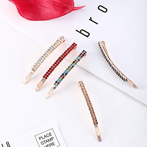 Pinzas de Cristal de Diamantes de Imitación Clip Pasador de Pelo de Diamantes de Imitación de Doble Fila Horquillas de Metal para Mujer Niña (Multicolor) Pinzas de Cristal de Diamantes de Imitación Clip Pasador de Pelo de Diamantes de Imitación de Doble Fila Horquillas de Metal para Mujer Niña (Multicolor)