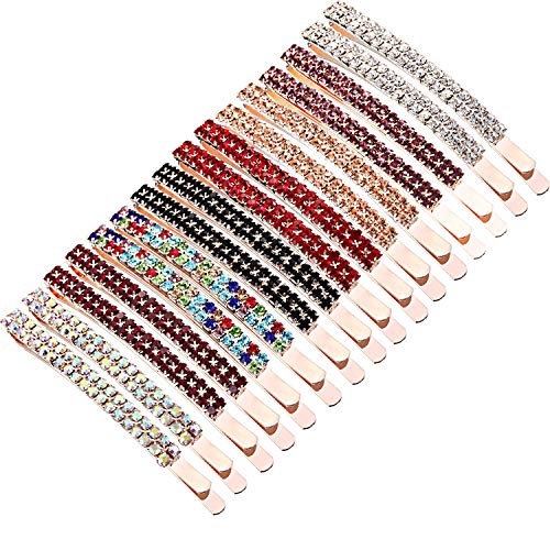 Pinzas de Cristal de Diamantes de Imitación Clip Pasador de Pelo de Diamantes de Imitación de Doble Fila Horquillas de Metal para Mujer Niña (Multicolor) Pinzas de Cristal de Diamantes de Imitación Clip Pasador de Pelo de Diamantes de Imitación de Doble Fila Horquillas de Metal para Mujer Niña (Multicolor)