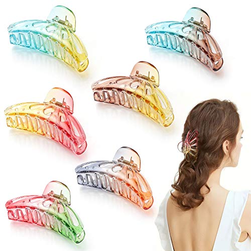 Pinzas Pelo, Jolintek 6 Piezas Gradiente Pinzas Pelo Mujer, Clips Hebillas de Pelo de Plástico, Pinzas de Pelo para Mujer y Niñas, Degradado de Colorido Clips de Garra de Accesorios Pelo Mujer