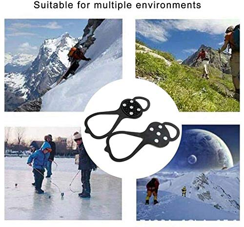 Pinzas universales antideslizantes, pinzas de hielo, tacos de tracción con clavos antideslizantes de 5 garras para botas Zapatos con buena elasticidad, fáciles de poner o quitar (Black) Pinzas universales antideslizantes, pinzas de hielo, tacos de tracción con clavos antideslizantes de 5 garras para botas Zapatos con buena elasticidad, fáciles de poner o quitar (Black)