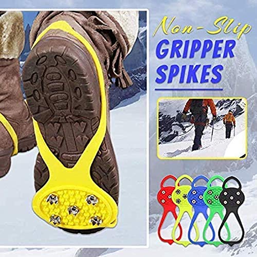 Pinzas universales antideslizantes, pinzas de hielo, tacos de tracción con clavos antideslizantes de 5 garras para botas Zapatos con buena elasticidad, fáciles de poner o quitar (Black) Pinzas universales antideslizantes, pinzas de hielo, tacos de tracción con clavos antideslizantes de 5 garras para botas Zapatos con buena elasticidad, fáciles de poner o quitar (Black)
