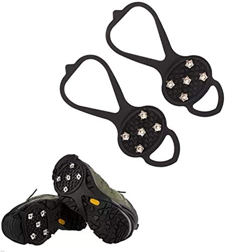 Pinzas universales antideslizantes, pinzas de hielo, tacos de tracción con clavos antideslizantes de 5 garras para botas Zapatos con buena elasticidad, fáciles de poner o quitar (Black) Pinzas universales antideslizantes, pinzas de hielo, tacos de tracción con clavos antideslizantes de 5 garras para botas Zapatos con buena elasticidad, fáciles de poner o quitar (Black)