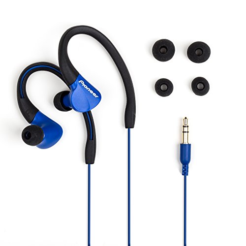 Pioneer SE-E3-L - Auriculares Deportivos (Resistentes al Agua IPX-2, Clips Ajustables) Color Azul