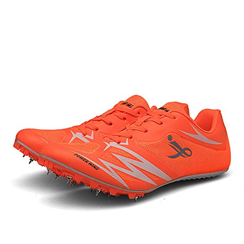 Pista Y Campo Zapatos, 7 Clavos Atletismo Sprint Resistente Al Desgaste De Los Hombres Y Mujeres Capaces De Sprint, Carreras De Larga Distancia, Saltar,Naranja,41