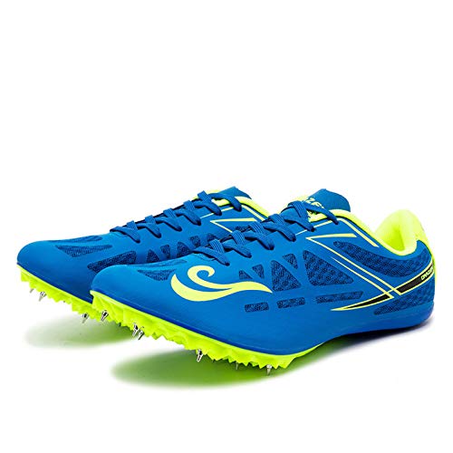 Pista Y Campo Zapatos, Atletismo Velocidad Hombres Mujeres Competición Formación Salto De Longitud 8 Clavos De Carrera Spikes Melena Mediana De Ejecutar La Capacitación,Azul,44