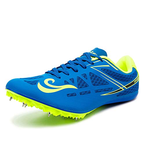 Pista Y Campo Zapatos, Atletismo Velocidad Hombres Mujeres Competición Formación Salto De Longitud 8 Clavos De Carrera Spikes Melena Mediana De Ejecutar La Capacitación,Azul,44