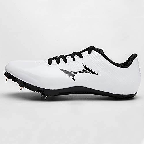 Pista Y Campo Zapatos, Picos De Obstáculo Salto De Longitud Spikes Running Spikes Zapatilla Junior Track Spikes Zapato Profesional Juventud Atletismo Sprint Spikes,Blanco,EU42