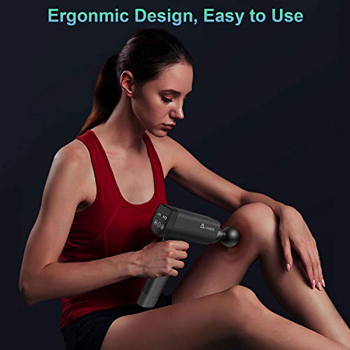 Pistola de Masaje Muscular, ACTION Masajeadore Eléctrico de Mano Portátil de Tejido Profundo para Atletas - Alivio del Dolor de Cuerpo Completo, 6 Poderoso Velocidades con 6 Cabezas de Masaje, Negro Pistola de Masaje Muscular, ACTION Masajeadore Eléctrico de Mano Portátil de Tejido Profundo para Atletas - Alivio del Dolor de Cuerpo Completo, 6 Poderoso Velocidades con 6 Cabezas de Masaje, Negro