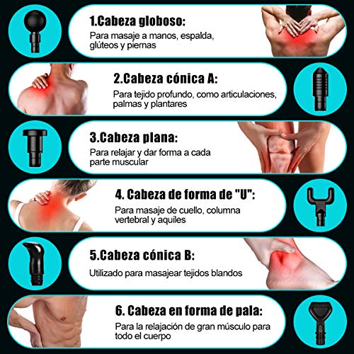 Pistola de Masaje muscular, ANFLAG Massage Gun Masajeador de Músculos de Tejido Profundo con 30 Niveles Ajustables, 9 Cabezas de Masaje y Pantalla LCD, Ultra Silencioso por Relajación y Recuperación Pistola de Masaje muscular, ANFLAG Massage Gun Masajeador de Músculos de Tejido Profundo con 30 Niveles Ajustables, 9 Cabezas de Masaje y Pantalla LCD, Ultra Silencioso por Relajación y Recuperación