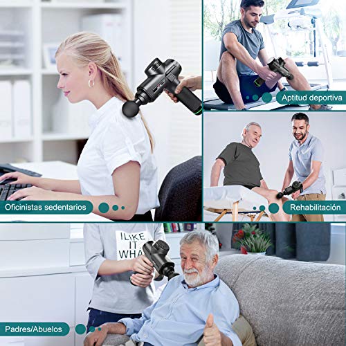 Pistola de Masaje muscular, ANFLAG Massage Gun Masajeador de Músculos de Tejido Profundo con 30 Niveles Ajustables, 9 Cabezas de Masaje y Pantalla LCD, Ultra Silencioso por Relajación y Recuperación Pistola de Masaje muscular, ANFLAG Massage Gun Masajeador de Músculos de Tejido Profundo con 30 Niveles Ajustables, 9 Cabezas de Masaje y Pantalla LCD, Ultra Silencioso por Relajación y Recuperación