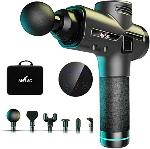 Pistola de Masaje muscular, ANFLAG Massage Gun Masajeador de Músculos de Tejido Profundo con 30 Niveles Ajustables, 9 Cabezas de Masaje y Pantalla LCD, Ultra Silencioso por Relajación y Recuperación Pistola de Masaje muscular, ANFLAG Massage Gun Masajeador de Músculos de Tejido Profundo con 30 Niveles Ajustables, 9 Cabezas de Masaje y Pantalla LCD, Ultra Silencioso por Relajación y Recuperación