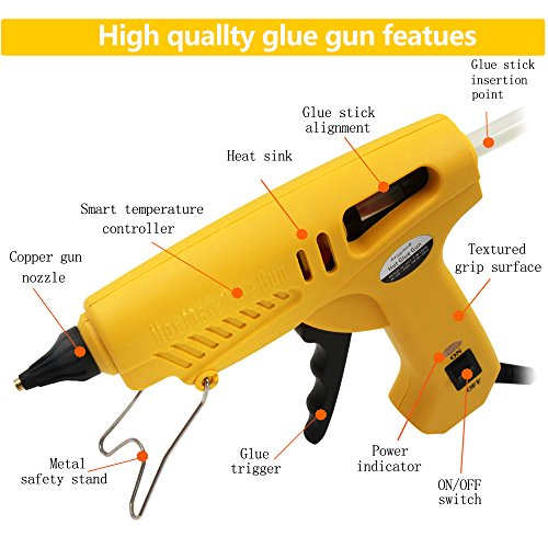 Pistola de Silicona 100W Industrial con 5piezas Barras de Pegamento Alta temperatura kit de Pistola de Pegamento para Artesanía de Bricolaje y Reparaciones Rápidas en el Hogar y la Oficina, Amarillo Pistola de Silicona 100W Industrial con 5piezas Barras de Pegamento Alta temperatura kit de Pistola de Pegamento para Artesanía de Bricolaje y Reparaciones Rápidas en el Hogar y la Oficina, Amarillo