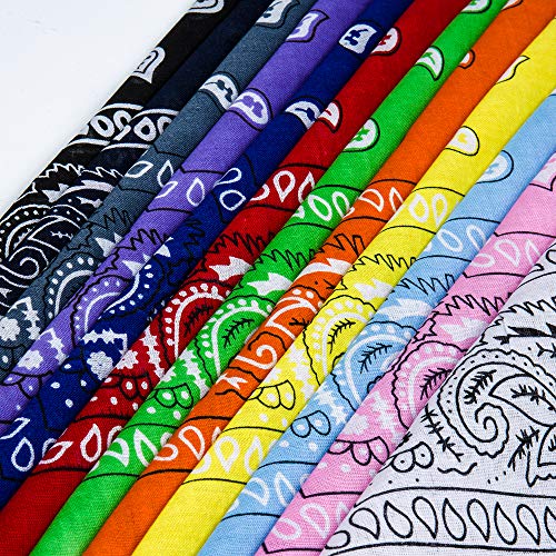 PITAYA 12pcs Pañuelos Bandanas,Multicolor bandanas con estampado para Cabeza y Cuello,Multifuncional Pañuelos Bandanas para Hombre y Mujer