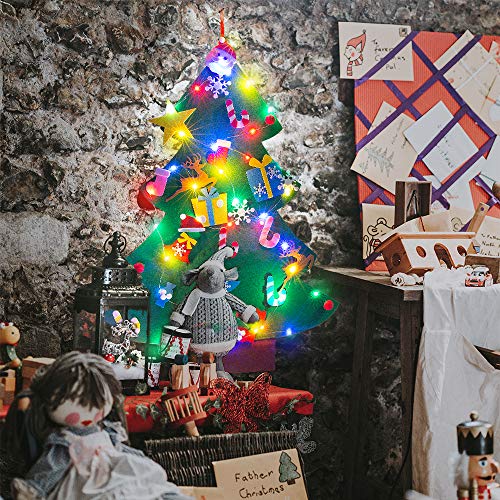 PITAYA Árbol de Navidad de Fieltro,Arbol de Navidad de Fieltro DIY con 26pcs Árbol de Navidad para niños Juguetes educativos Decoración de Pared,Merry Christmas Bandera de Fieltro