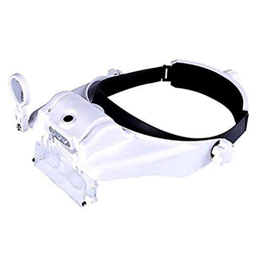 Pixier Led Diadema Lupa Gafas Cabeza Con Luz De Aumento Profesional Para Extensión De Pestañas,de Reparación Relojes,costura,manualidades,3 Cuentas Led,6 Lentes,1,5x A 3.5x A /