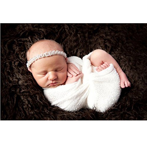 Pixnor Bebé recién nacido fotografía foto apoyos estirable punto Baby Swaddle Wrap manta Blanco