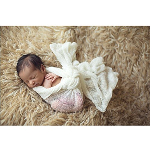 Pixnor Bebé recién nacido fotografía foto apoyos estirable punto Baby Swaddle Wrap manta Blanco