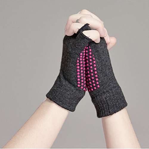 Pixnor Calcetines de yoga y Yoga juegos de guantes con puntos de silicona (negro)