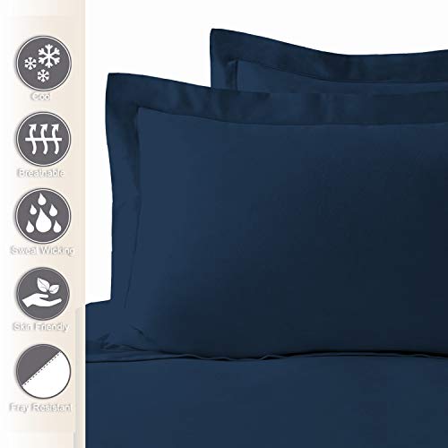 Pizuna - Set de 2 Fundas de Almohada de 400 Hilos, 100% Fibra Larga Las Fundas de Almohada, Lujoso Suave Tejido Saten (Fundas de Almohada de 100% algodón, Azul Vaquero 50x75 cm)