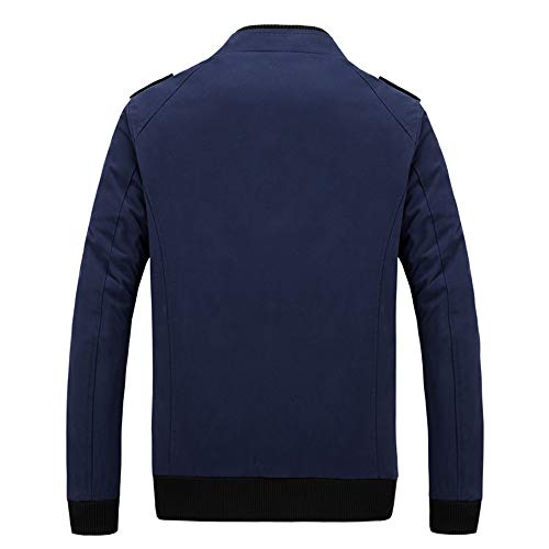 PKTOP - Chaqueta Cortavientos para Hombre, Manga Larga, Casual, otoño, Invierno Azul Azul XL