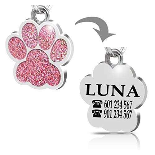 Placa Chapa de identificación Personalizada para Collar Perro Gato Mascota grabada (Azul) Placa Chapa de identificación Personalizada para Collar Perro Gato Mascota grabada (Azul)