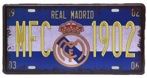 Placa de matrícula vintage del Real Madrid de 6 x 12 pulgadas