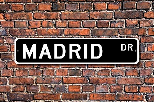 Placa decorativa para pared con texto en inglés "Madrid" (40 x 10 cm)